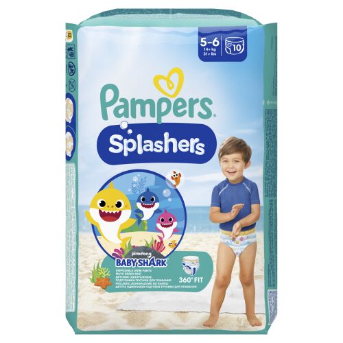 Pampers Splashers Baby Shark™ Scutece de înot 14 kg+ Junior 5-6 (10 bucăți) 146264669