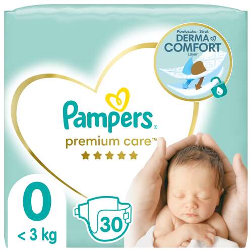 Pampers Premium Care пелени размер 0 за новородени до 3 кг, 30 броя