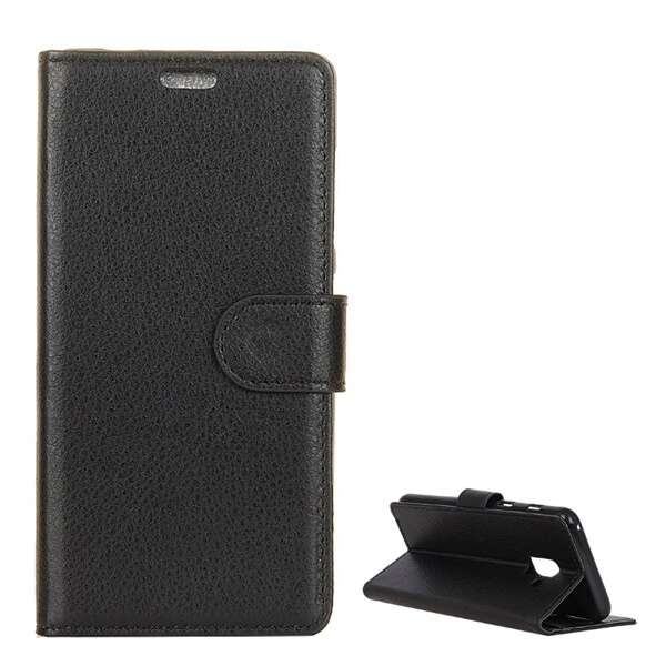 Husa pentru telefon in picioare, efect piele (clapa, deschidere laterala, functie de suport pentru desktop) Negru [Samsung Galaxy A8 + Plus (2018) SM-A730F] (5996457741960)