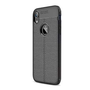 Fekete bőrhatású szilikon telefontok Apple iPhone XR-hez - Apple