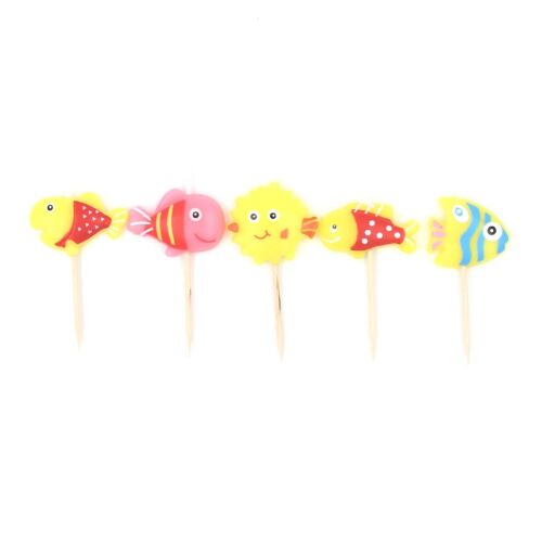 5-piece set of party candles with multicolored fish