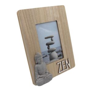 Dekoratív Fa Képkeret - Buddha - Zen - 10x15cm, wooden picture frame with buddha and zen decoration - Koopman