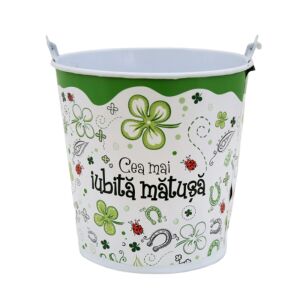 Fazekastarto 10 cm "A legkedvesebb nénikém" dekorativer Blumentopf mit Klee- und Marienkäfermuster - Nekupto