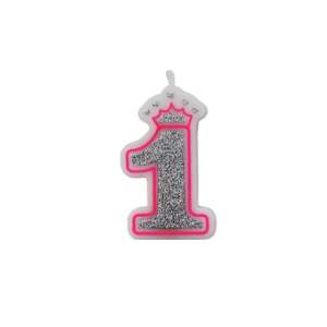 Pink Glittering Birthday Candle Number 1 54246618 - Candle