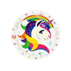 Talerz jednorazowy z motywem jednorożca, zastawa stołowa na przyjęcia, 23 cm - Talerz jednorazowy