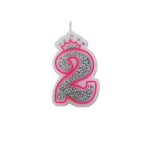 Pink Glittering Birthday Candle Number 2 54247022 - Candle