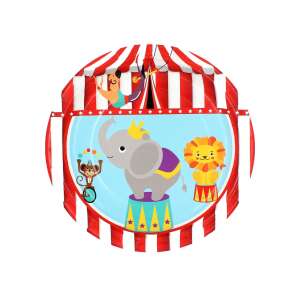 Talerzyki jednorazowe z motywem cyrkowym, zestaw 8 sztuk, z słoniem, lwem, małpą i akrobatą - Talerz jednorazowy