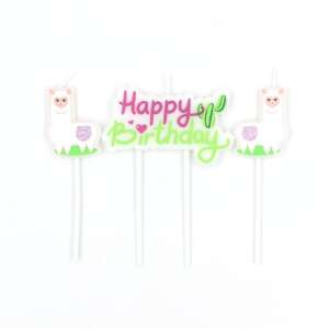 3 pc White Alpaca Party Candle Set 54247470 - Candle