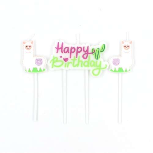 3 pc White Alpaca Party Candle Set 54247470