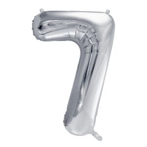 Парти балон фигура 7 сребро 35cm