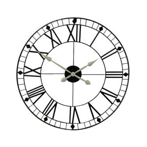 Elegáns Fém Falióra (75 cm) - Schwarze Metallwanduhr mit römischen Ziffern - Koopman