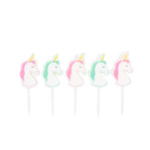 5-piece Unicorn Party Candles Pink-Green Set 54247992 - Candle