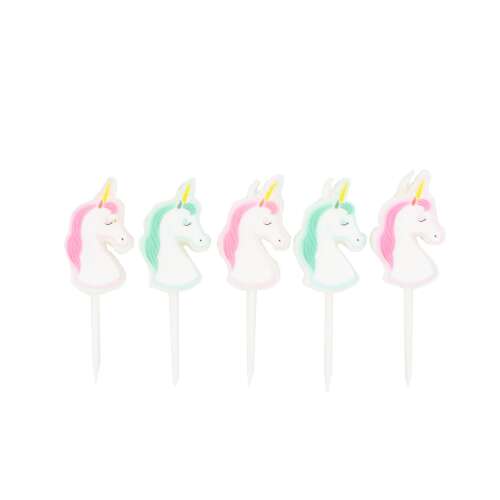 5-piece Unicorn Party Candles Pink-Green Set 54247992