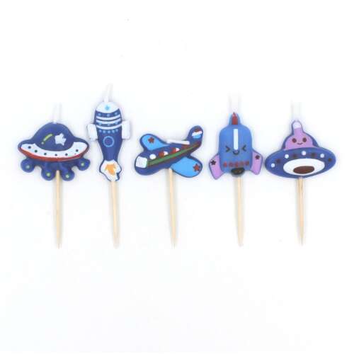 5 pc candle set airplanes and UFOs