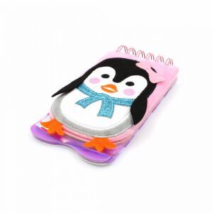 Notatnik Pink Penguin 3D z kokardą i szalikiem 80 stron 131510734 - Notatnik i notes