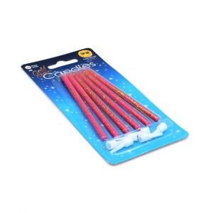 Zestaw świec jubileuszowych "Różowe świece brokatowe"