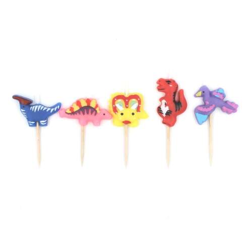 5 pcs Dinosaur Party Candles Colorful Set