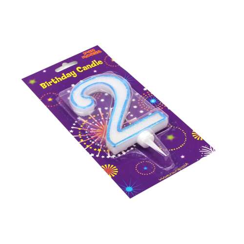 Kék csillámos 2-es születésnapi gyertya, Fun House márka - Gyertya
