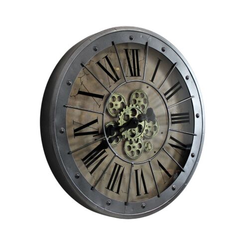 Angled view of Vintage Falióra 57cm mechanical wall clock