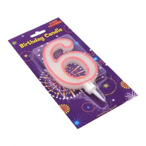 Różowa gigantyczna świeca rocznicowa numer 6