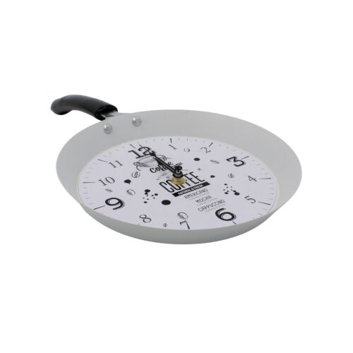 Kávézó Falióra - Serpenyő Design - Fehér, frying pan wall clock, coffee themed kitchen decor