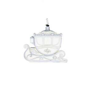 Декоративна фигурка свещ Карета - Бял и сребърен коледен орнамент - Свещ