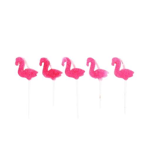 5-piece Flamingo Ciclam Glitter Candle Set 54250816