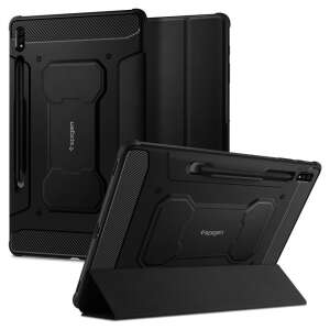 Samsung Galaxy Tab S7 Plus 12.4 / Tab S7 FE 12.4 / Tab S8 Plus 12.4, mappa tok, közepesen ütésálló, Spigen Rugged Armor, fekete 54303956 