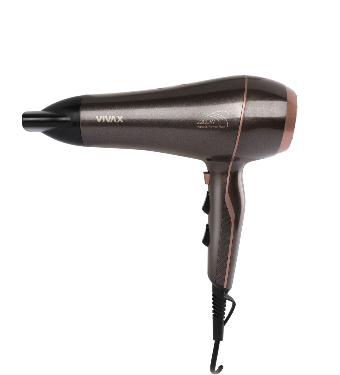 Vivax HD-2201CD fén na vlasy, výkon 2200 W, 2 rýchlosti, turbo, objemový difuzér, hnedá