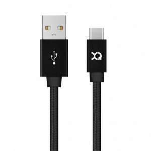 Kabel Xqisit USB-C do USB-A, czarny, 1.8m, pleciony - Kabel USB