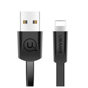 USAMS U2 Noodle Flat Kabel, 1,2m, Schwarz, Lightning auf USB, für iPhone 5/6/7/8/X - Lightning-Kabel