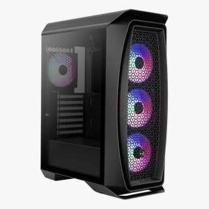 Aerocool Aero One Frost obudowa komputera typu Mid Tower, czarna, z wentylatorami RGB, widok z boku - Aerocool Pokój komputerowy
