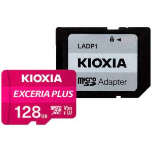 Memóriakártya MicroSD Kioxia Exceria Plus, 128GB,UHS I U3+ adapter, LMPL1M128GG2 54309345 