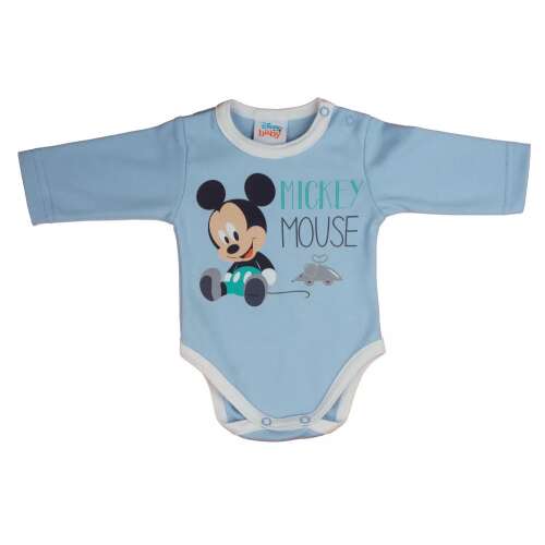 Kék hosszú ujjú baba body Mickey egér mintával, tökéletes a kicsi számára. - Gyerekruha és babaruha