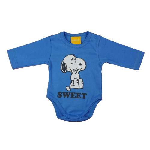 Kék baba body Snoopy mintával, hosszú ujjú, 62-es méret - Gyerekruha és babaruha