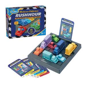 Логическа игра ThinkFun Rush Hour Deluxe Edition, пъзел с трафичен задръстване, мозъчна тренировка, стратегическа игра, за деца и възрастни, 60 предизвикателства, 4 нива на трудност - Настолна игра и Маса за джаги и аксесоари