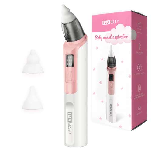 IMA Baby Electric Nasal Aspirator for Infants and Children, 6 Suction Levels, Portable, USB Rechargeable, with 500mAh Rechargeable Battery, 2 Silicone Tips, Pink 54351083