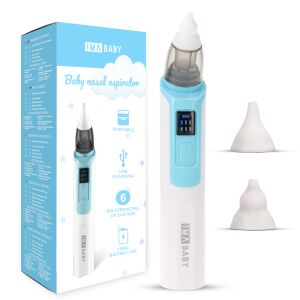 IMA Baby Electric Nasal Aspirator for Infants and Children, Quiet, 6 Suction Levels, Portable, USB Rechargeable with 500mAh Rechargeable Battery, 2 Silicone Tips, Blue 141879353 - Nasal aspirator
