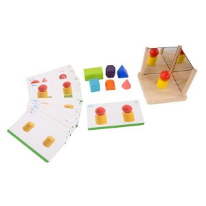 Tükrös geometriai készlet: Vzdelávacia hračka so zrkadlovou symetriou pre deti, drevené geometrické tvary a karty úloh - Hračky pre rozvoj školákov