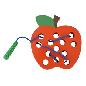Joc Gyümölcsös fűzőcske, jucărie de înșirat mere din lemn pentru copii mici, dezvoltarea abilităților motorii fine - Nonbrand Jocuri si jucarii educative