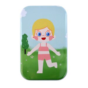 Păpușă magnetică de îmbrăcat Fetiță în cutie metalică, Jucărie creativă - Nonbrand Jocuri si jucarii educative