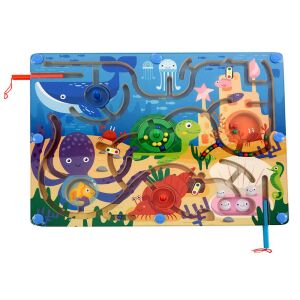Golyóvezető játék - óceán világa, drevený magnetický labyrint pre batoľatá, oceánska téma - Logické hry