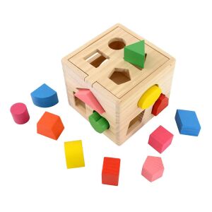 Formakereso cub de sortare forme din lemn pentru copii mici, jucărie educativă - Jocuri de dezvoltare pentru copii mici