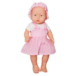 Karolina Doll 41cm with Pink Striped Dress and Bonnet - Nonbrand Baba