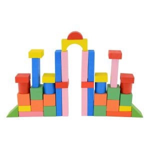 40-piece Colorful Wooden Building Blocks Set for Kids - Wooden building game