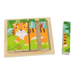 Állatos fa hasábok tiger puzzle, story telling wooden toy - Baby Puzzle