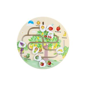 Joc labirint din lemn cu piese de fructe, o jucărie de dezvoltare pentru copii mici, îmbunătățind coordonarea ochi-mână - Jocuri de dezvoltare pentru copii mici