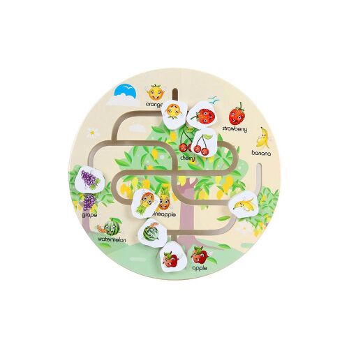 Jucărie labirint din lemn - circular - fructe