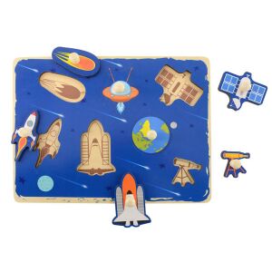 Fogantyús puzzle - űrutazás, wooden space puzzle with handles, educational toy - Baby Puzzle