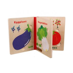 Fa baba könyv - bébi kirakóval - zöldségek, carte din lemn pentru bebeluși cu puzzle-uri cu legume - Puzzle pentru copii